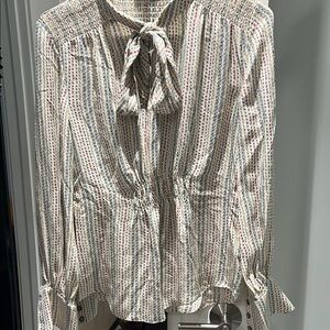 Brooks Brothers Multicolor Striped Blouse with Tie Neck
